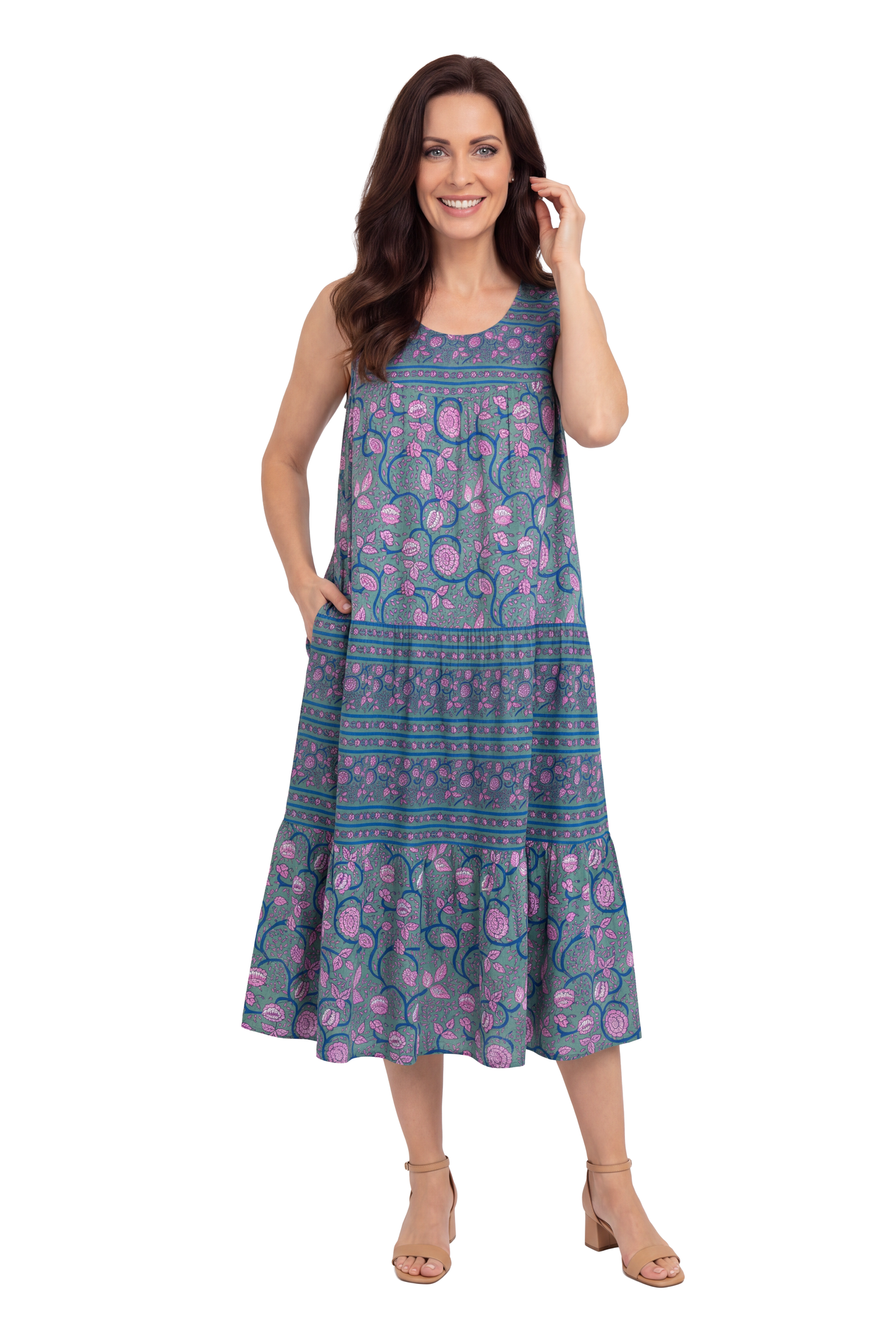 La Cera 100% Cotton Border Print Dress - La Cera