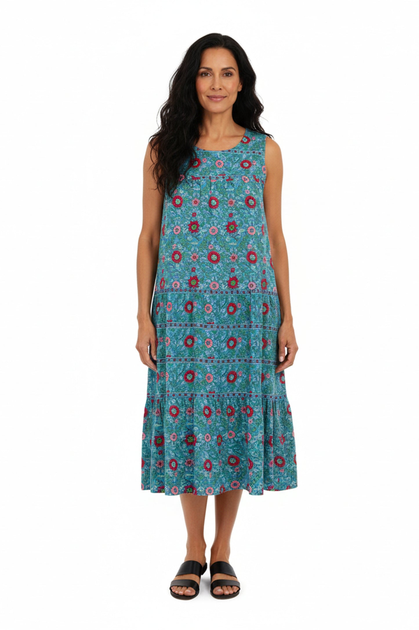 La Cera 100% Cotton Border Print Dress - La Cera