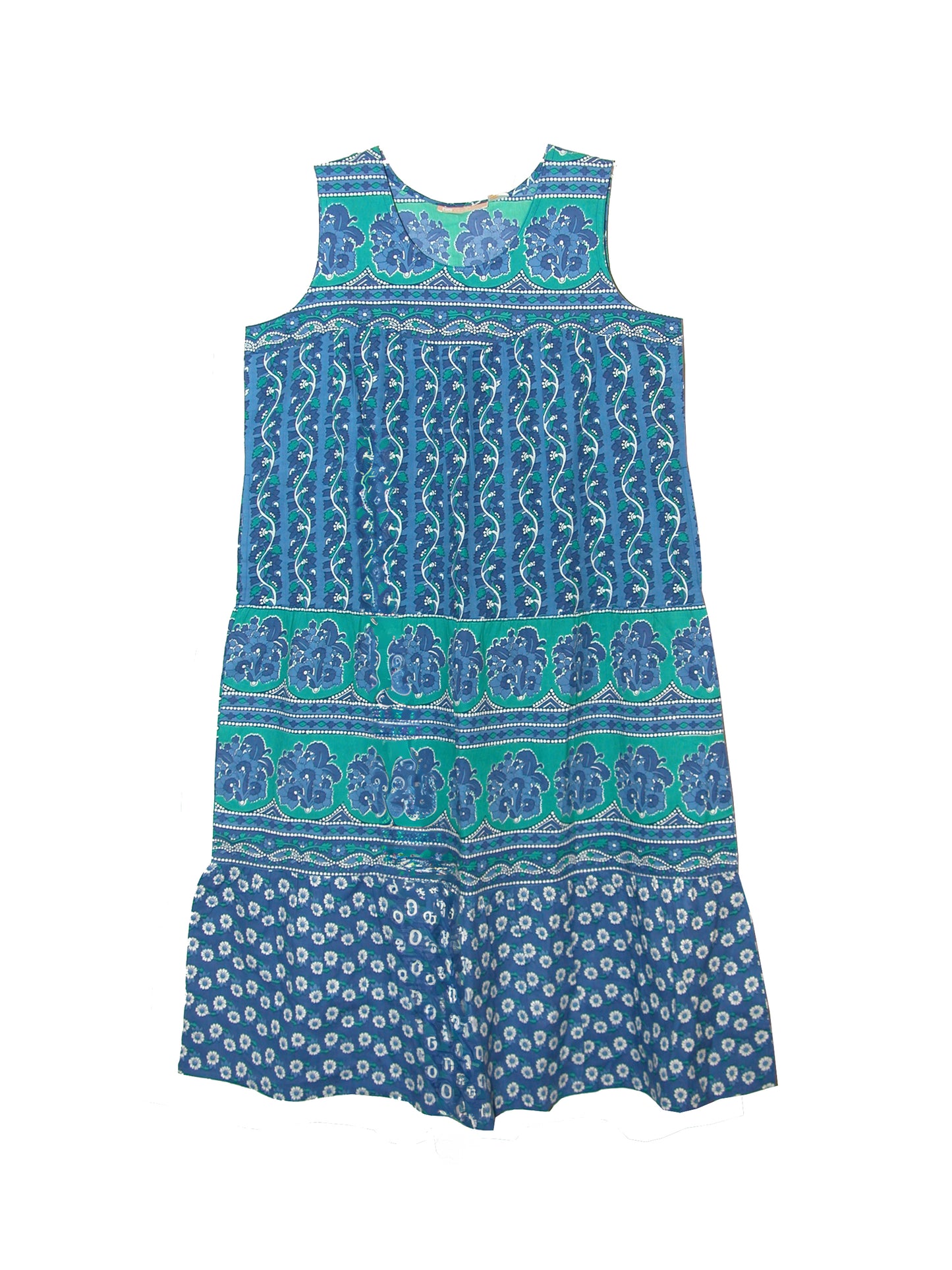 La Cera Plus Size 100% Cotton Border Print  Dress - La Cera