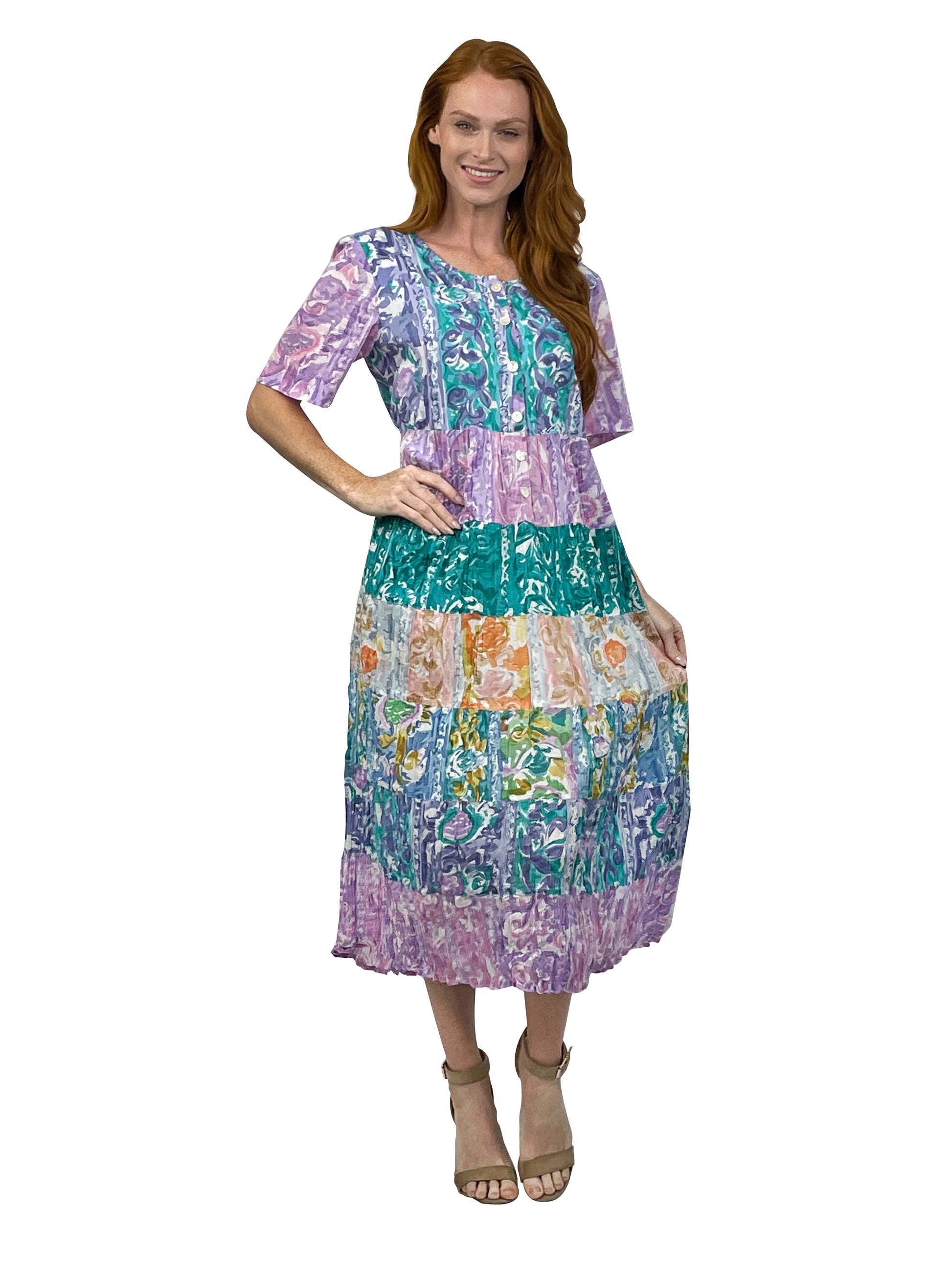 La Cera Cotton Voile Tiered Dress - La Cera