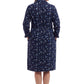 La Cera Long Sleeve Floral Button Notch Collar Short Dress