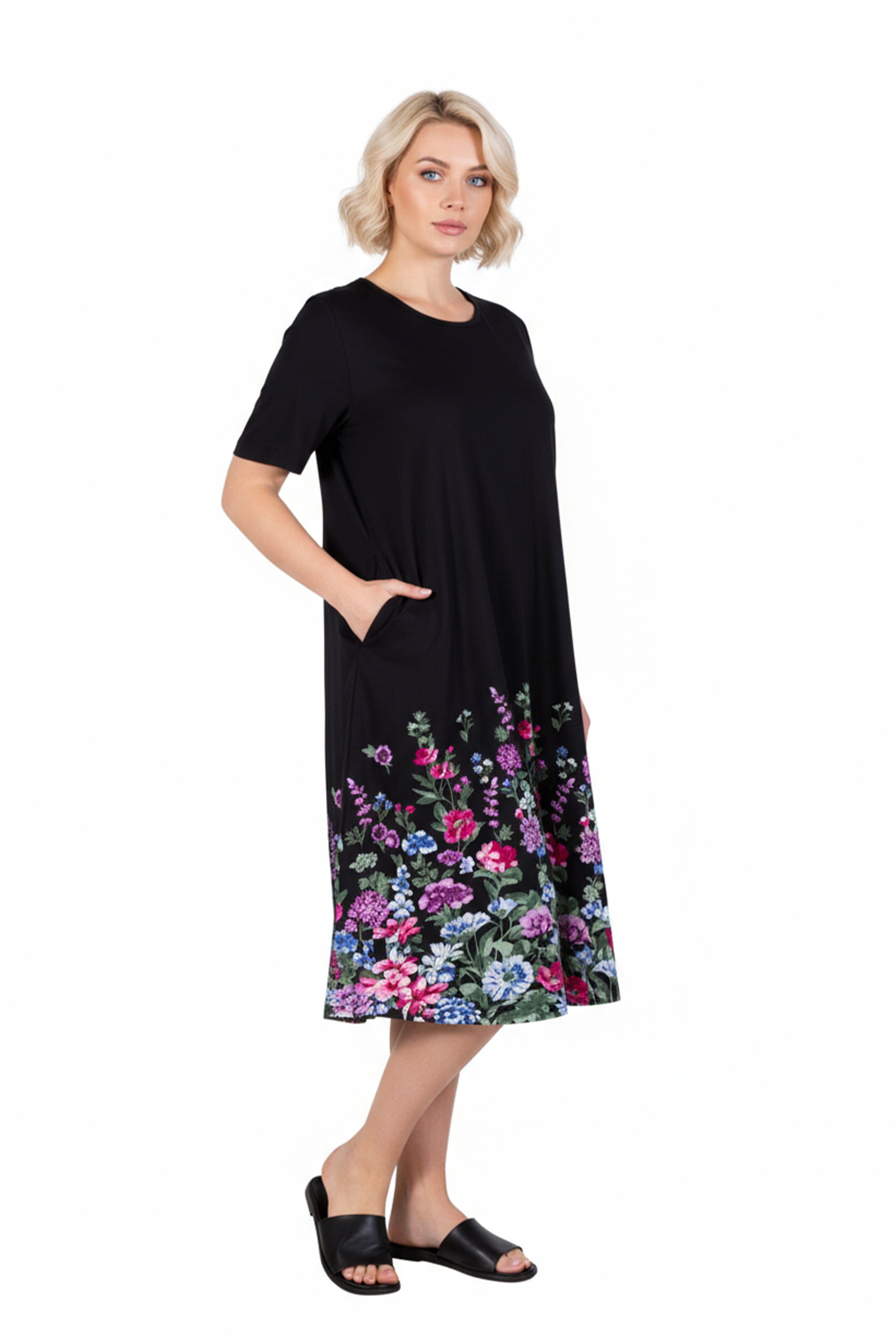 La Cera 100% Cotton Knit Summertime Garden Dress - La Cera