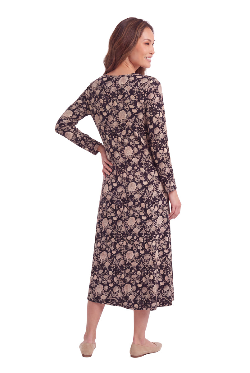La Cera Vestido evasé de punto de algodón con estampado floral