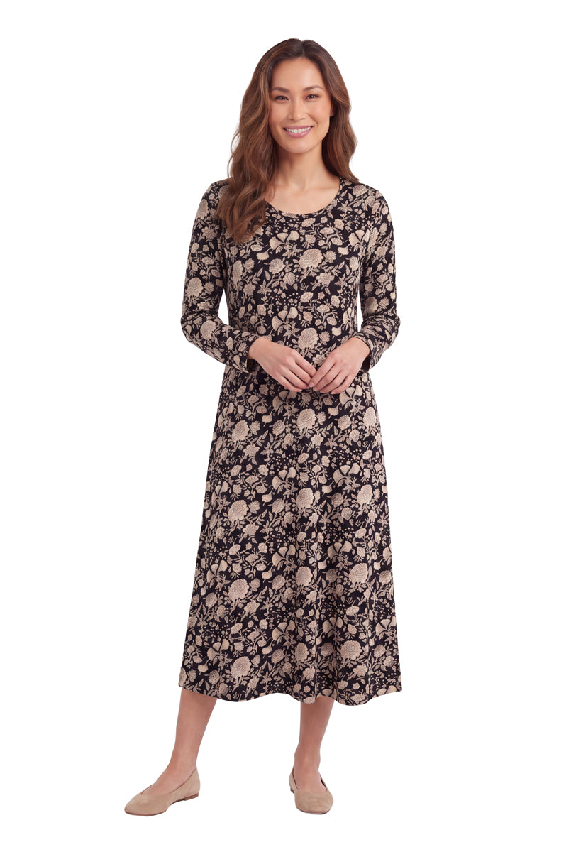 La Cera Vestido evasé de punto de algodón con estampado floral