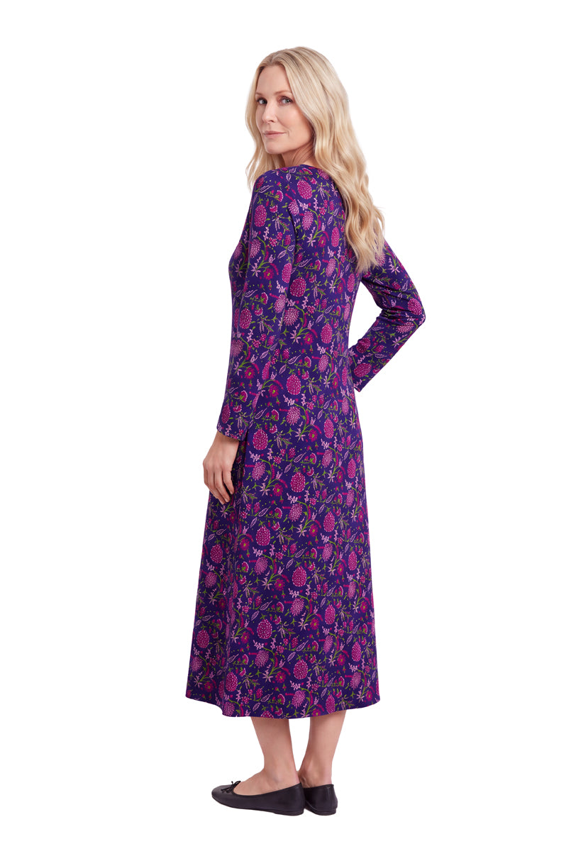 La Cera Vestido evasé de punto de algodón con estampado floral