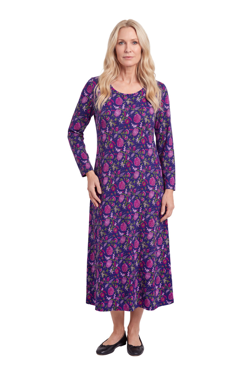 La Cera Vestido evasé de punto de algodón con estampado floral