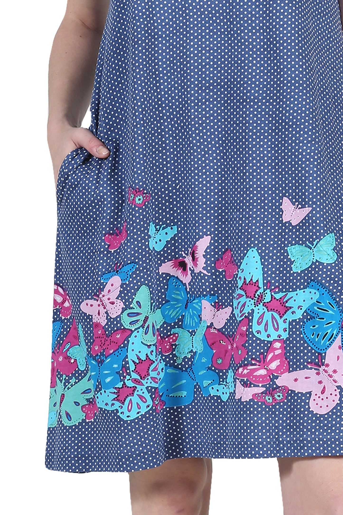 La Cera Novelty Floral Butterfly Print Short Sleeve Dress - La Cera