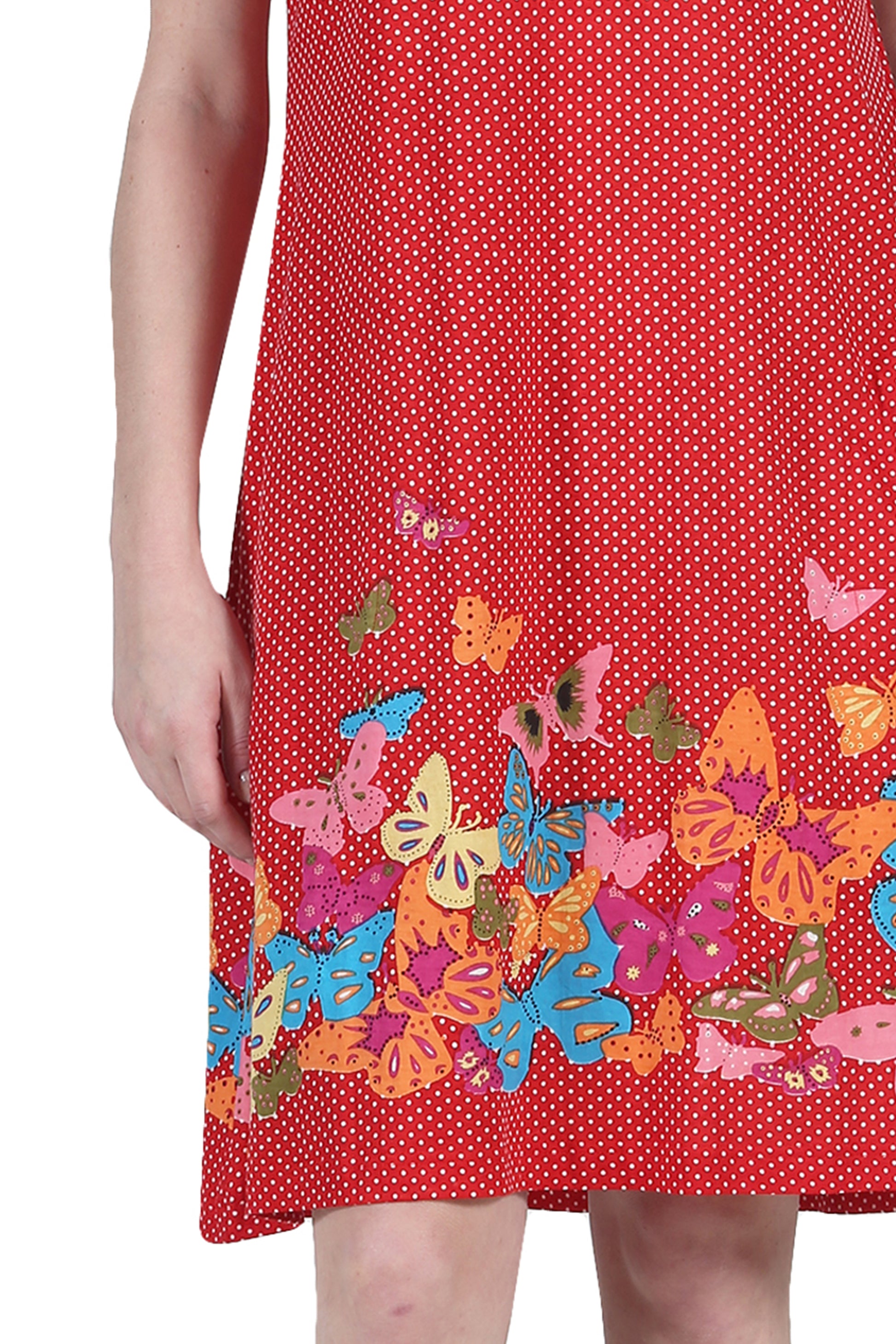 La Cera Novelty Floral Butterfly Print Short Sleeve Dress - La Cera
