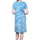 La Cera Cotton Knit Short Sleeve Blue Tie-Dye Dress - La Cera