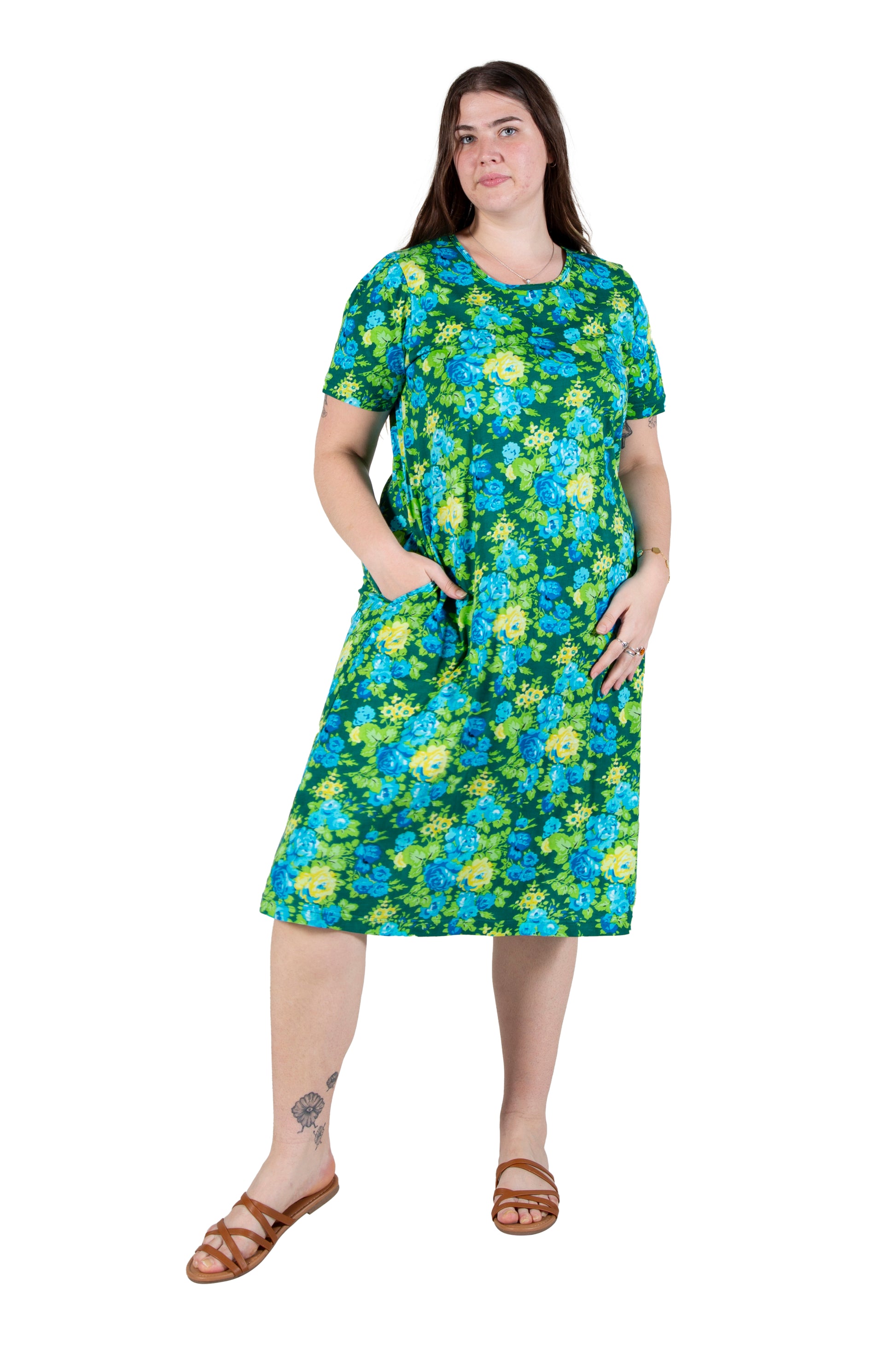 La Cera Floral Printed A-Line Dress - Plus Size - La Cera