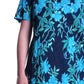 La Cera Navy Floral Print A-Line Dress - La Cera