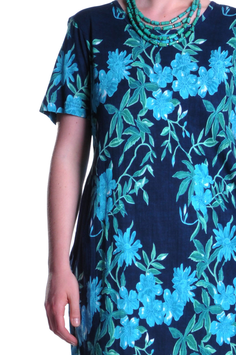 La Cera Navy Floral Print A-Line Dress - La Cera