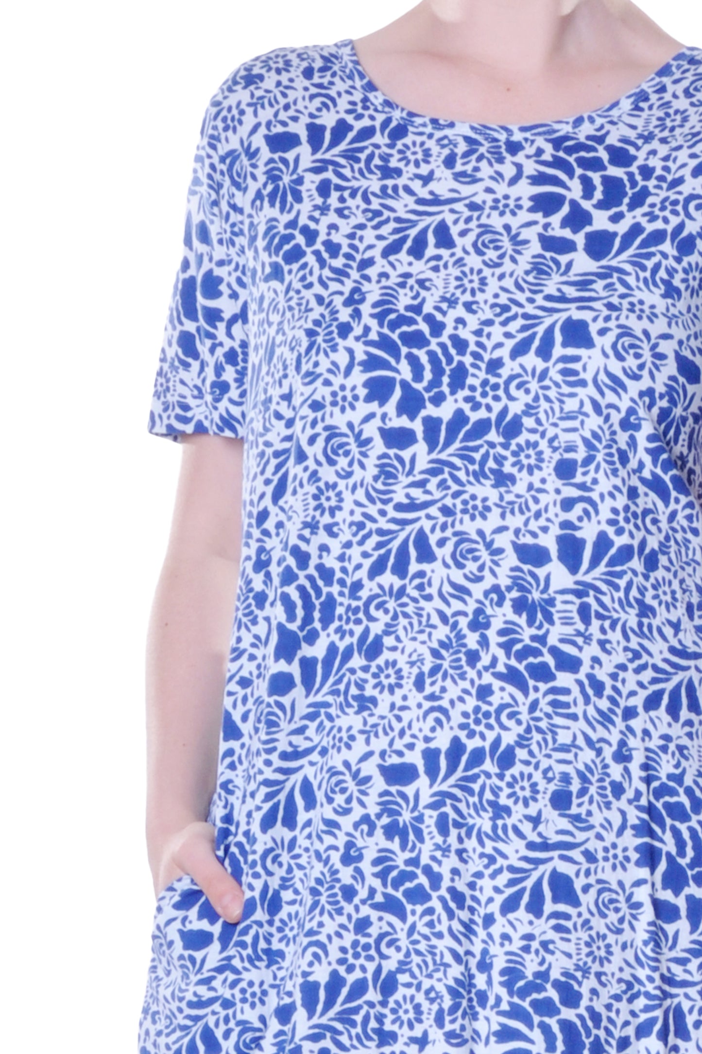 La Cera Cotton Jersey Knit Floral A-Line Dress - La Cera