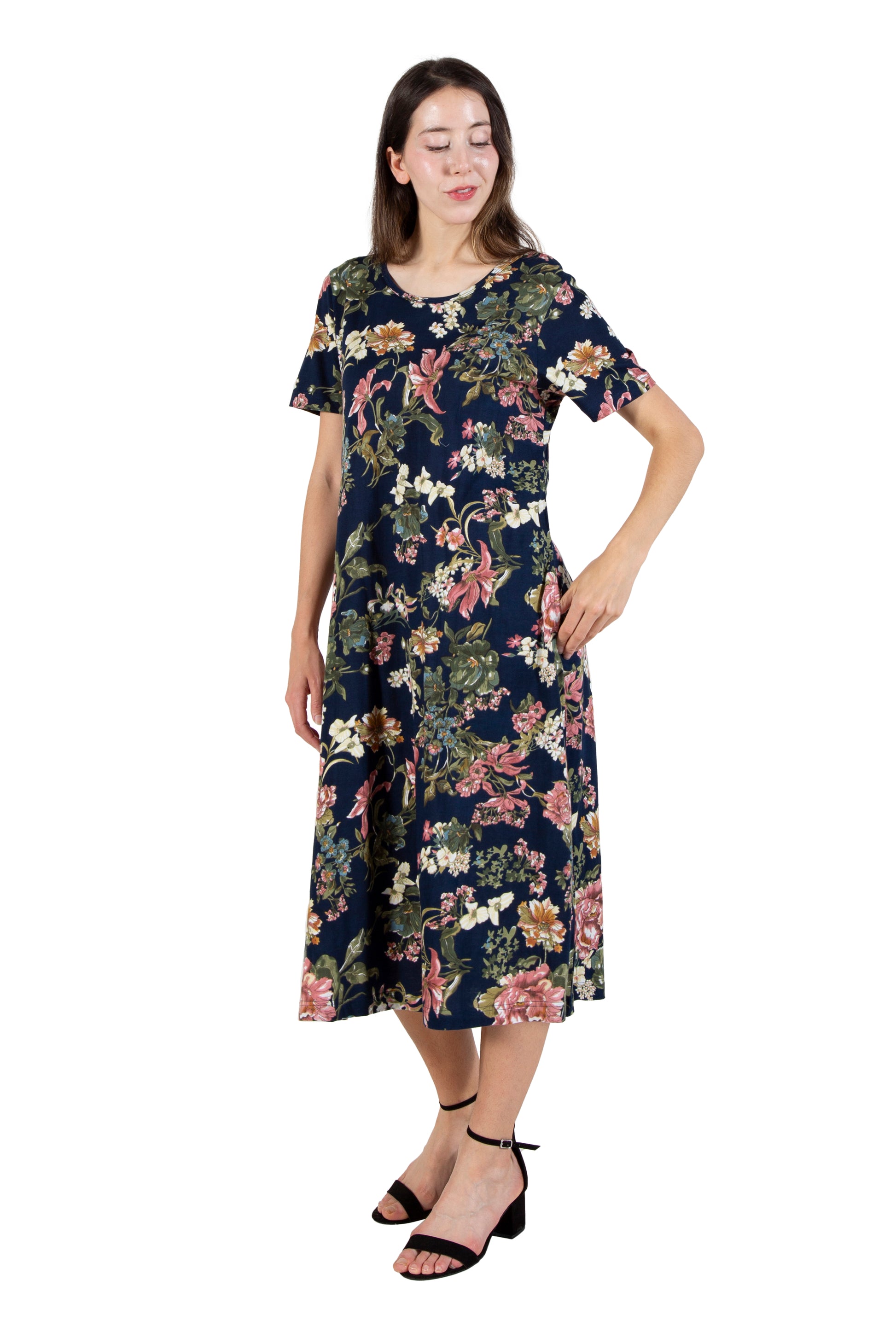 La Cera Midnight Floral Knit Dress - La Cera