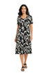 La Cera White Floral Vine Printed A-Line Dress - La Cera