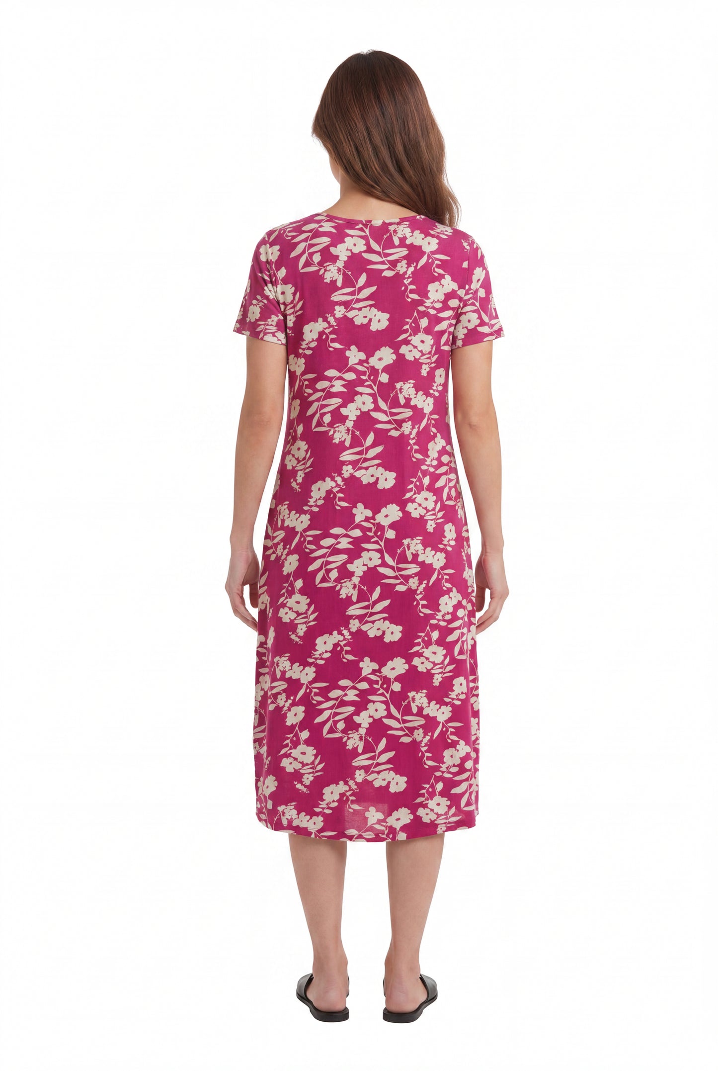 La Cera White Floral Vine Printed A-Line Dress - La Cera