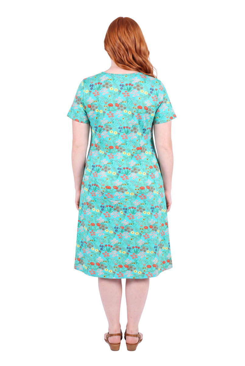 La Cera Printed A-Line Cotton Jersey Knit Plus Size Dress - La Cera