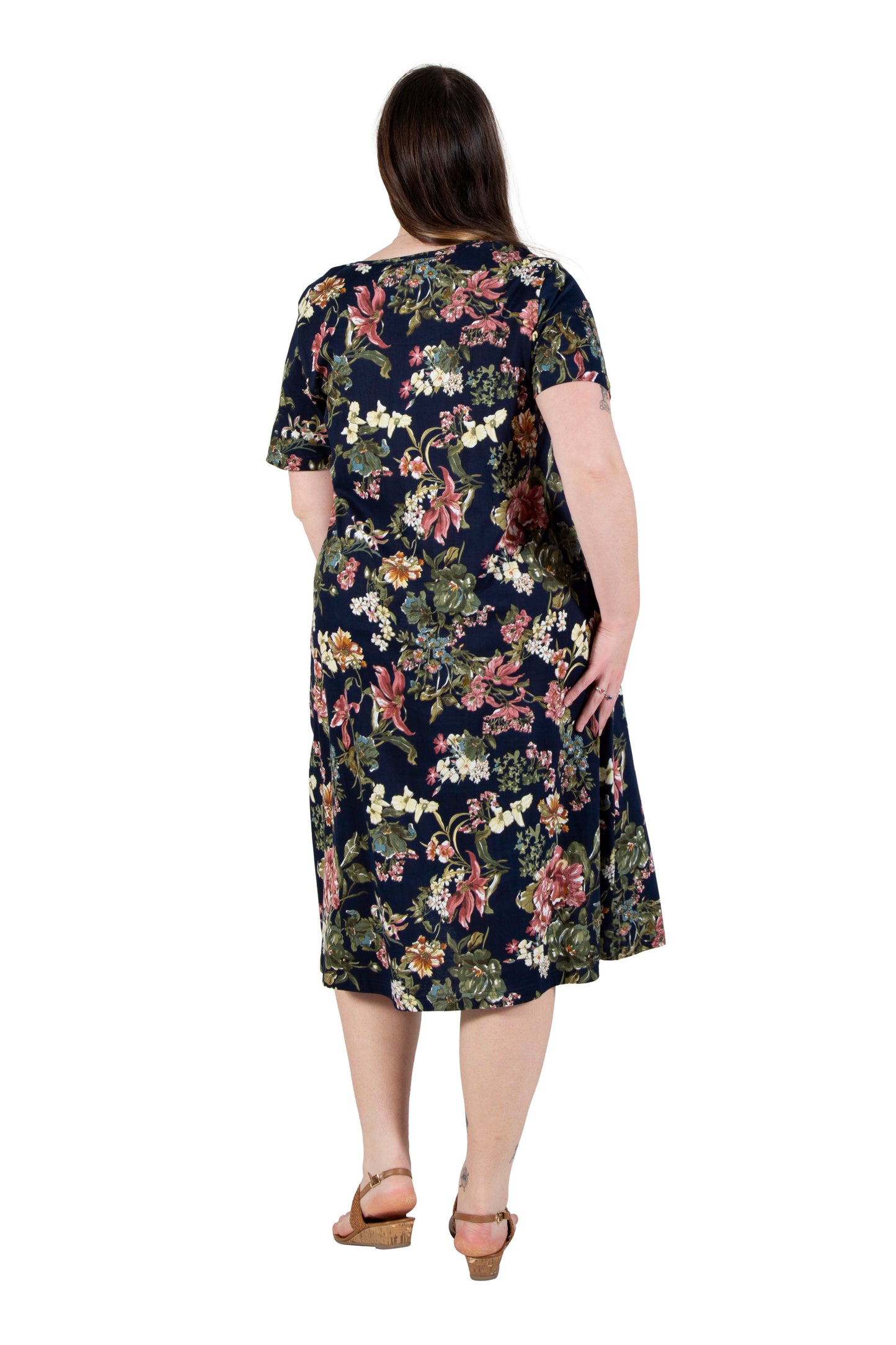 La Cera Plus Midnight Floral Knit Dress