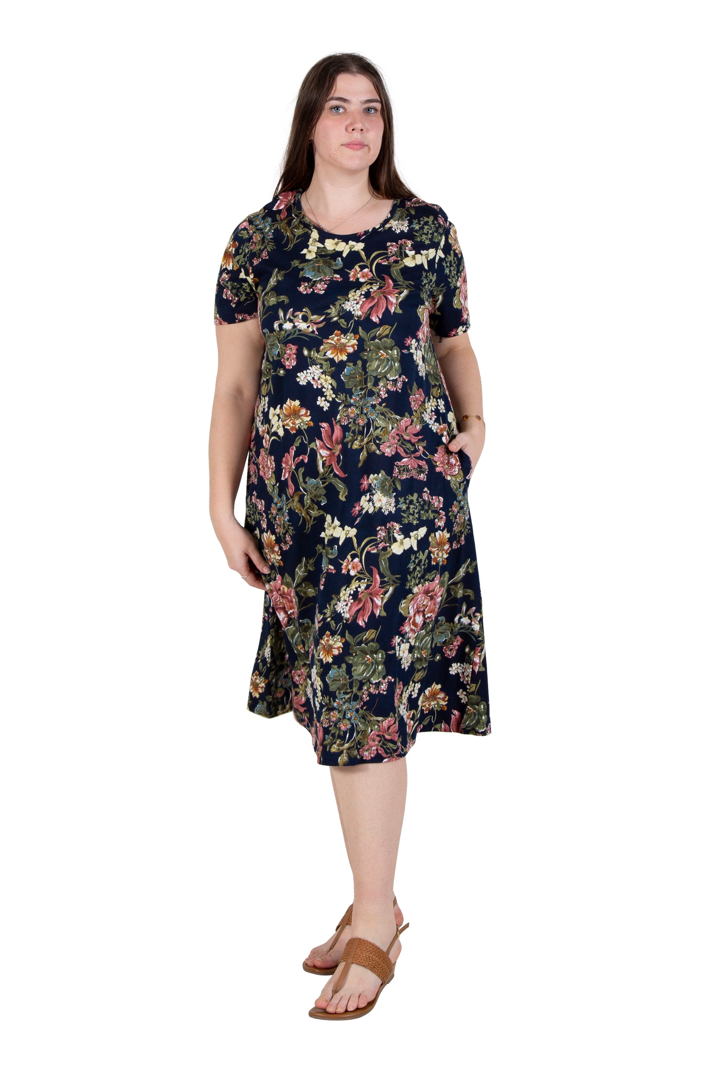 La Cera Plus Midnight Floral Knit Dress