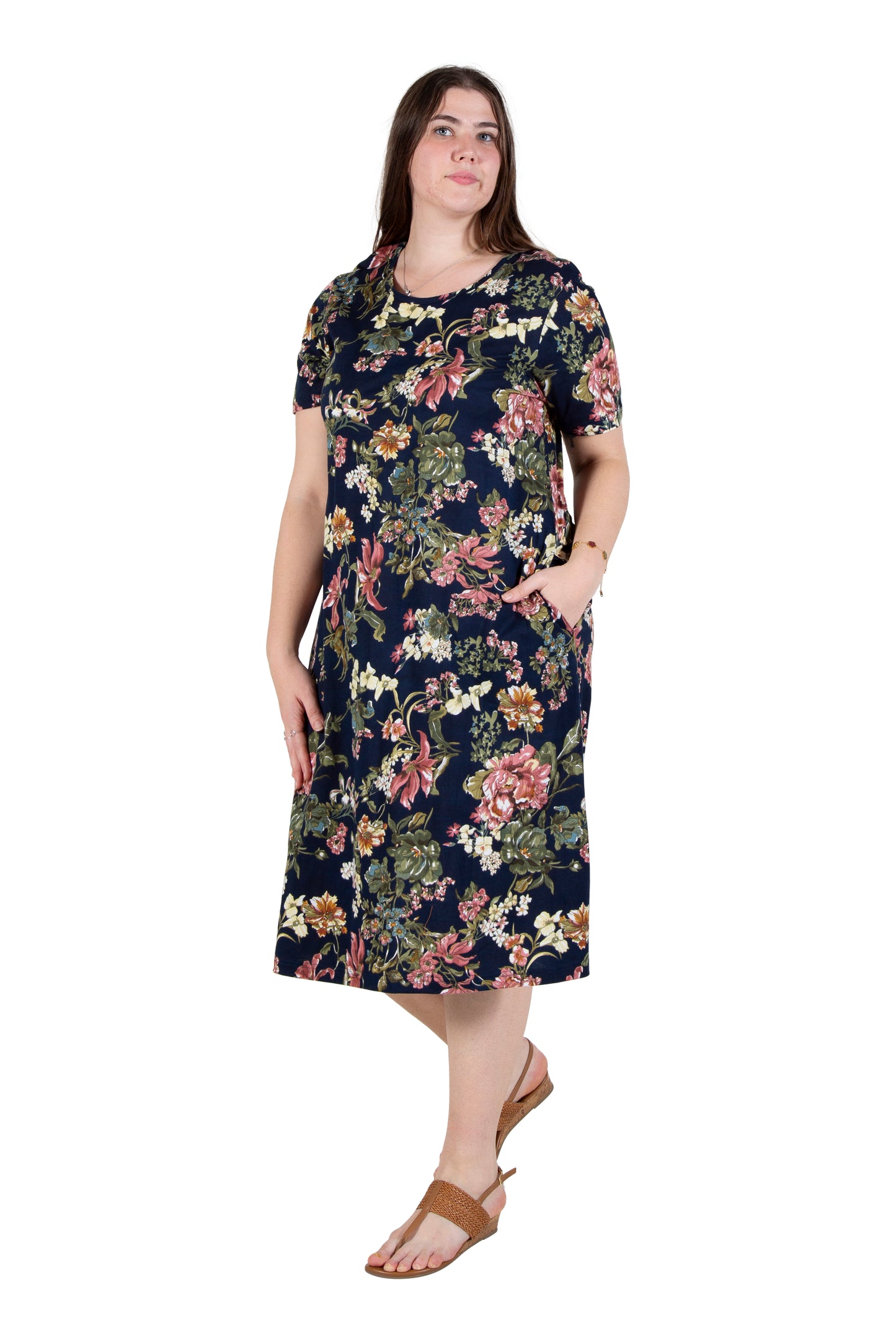 La Cera Plus Midnight Floral Knit Dress