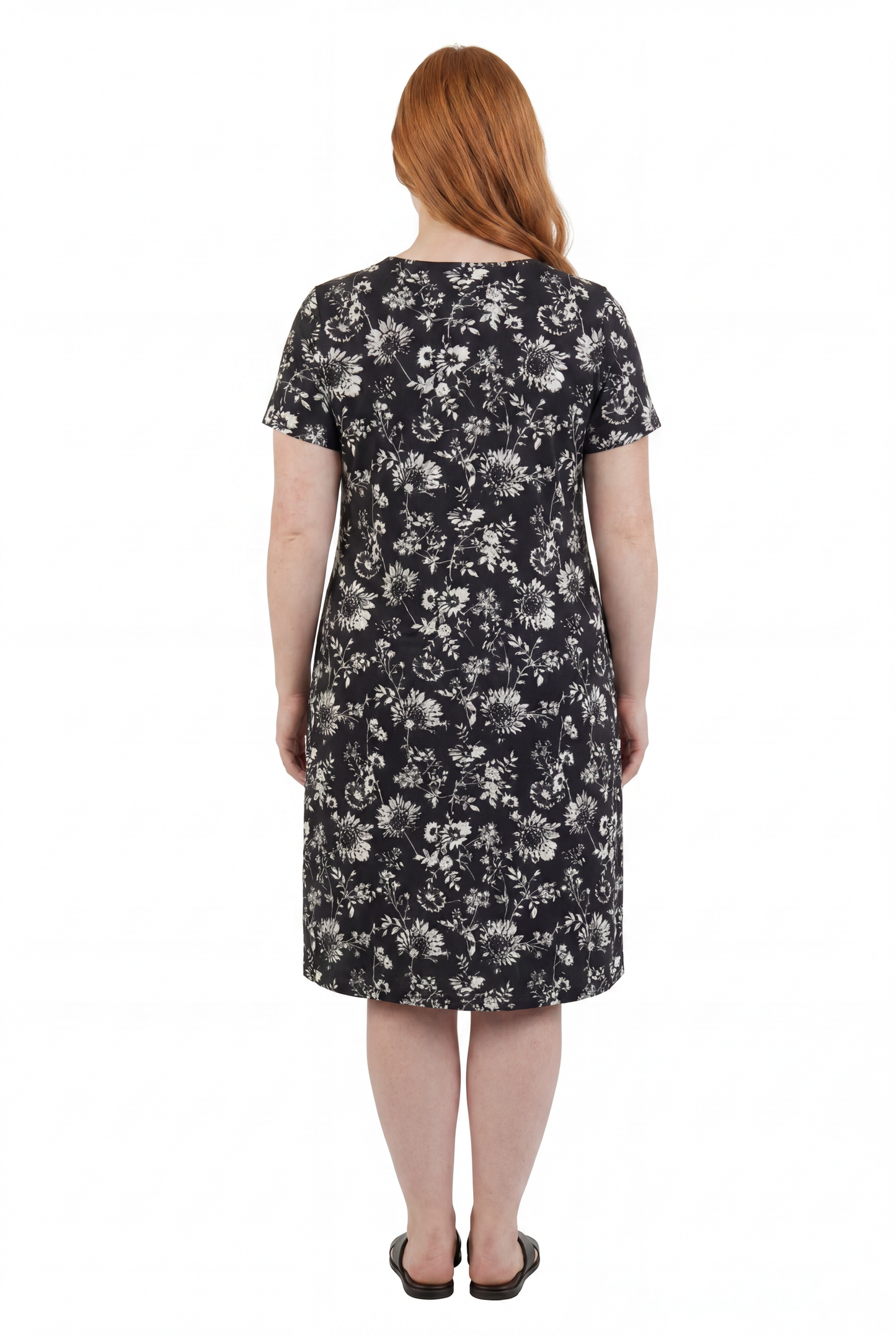 La Cera White Flower Printed A-Line Dress - La Cera
