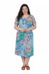 Plus Size La Cera Cotton Floral Jersey Knit A-Line Dress - La Cera