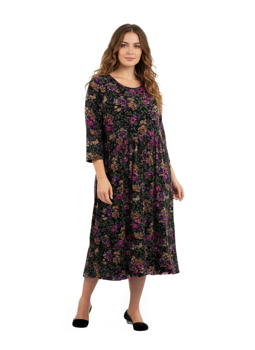 La Cera Cotton Knit Jersey Floral Printed Dress - La Cera
