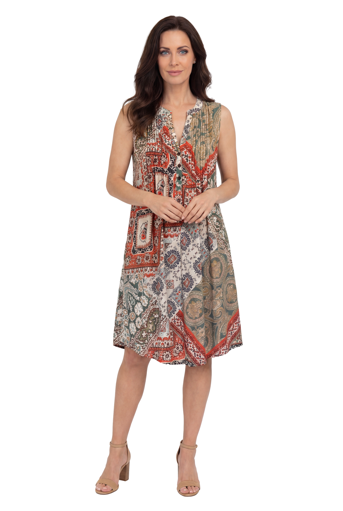 La Cera Vintage Paisley Print Dress