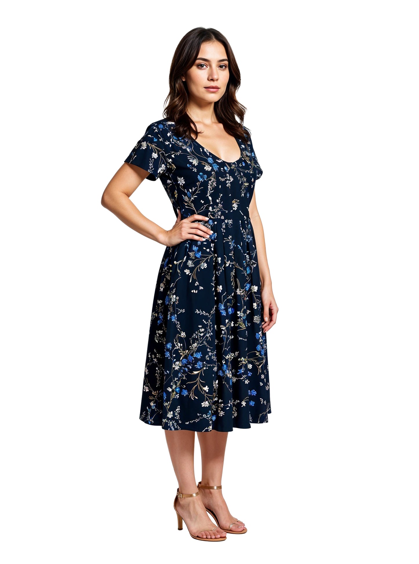 La Cera Botanical Floral Print Dress