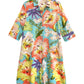 La Cera Tropical Floral Printed Button-Down Shirt Dress - La Cera