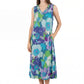La Cera Sleeveless V-Neck Retro Floral Dress - La Cera