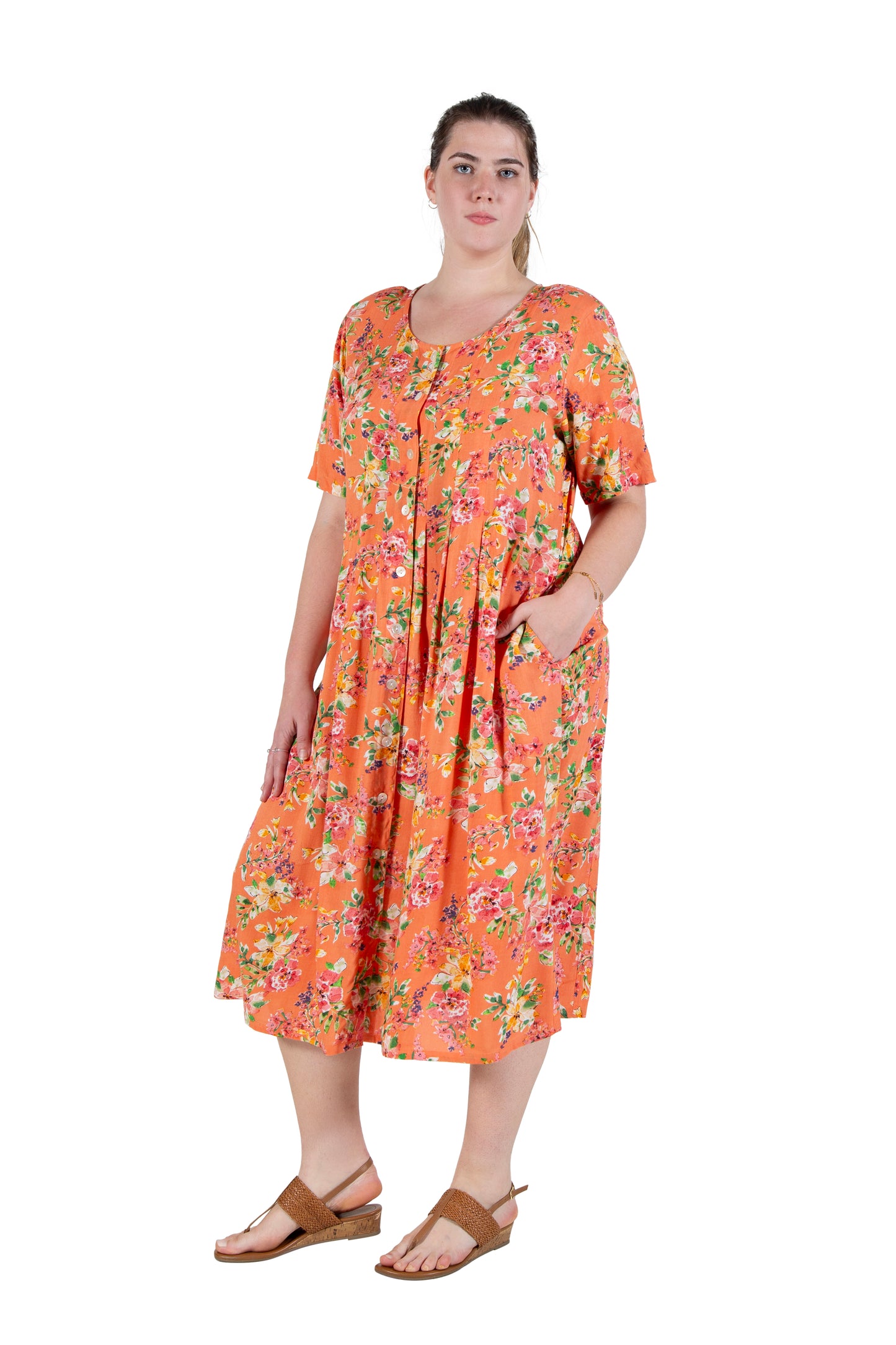 Plus Size La Cera Button Front Short Sleeve Dress