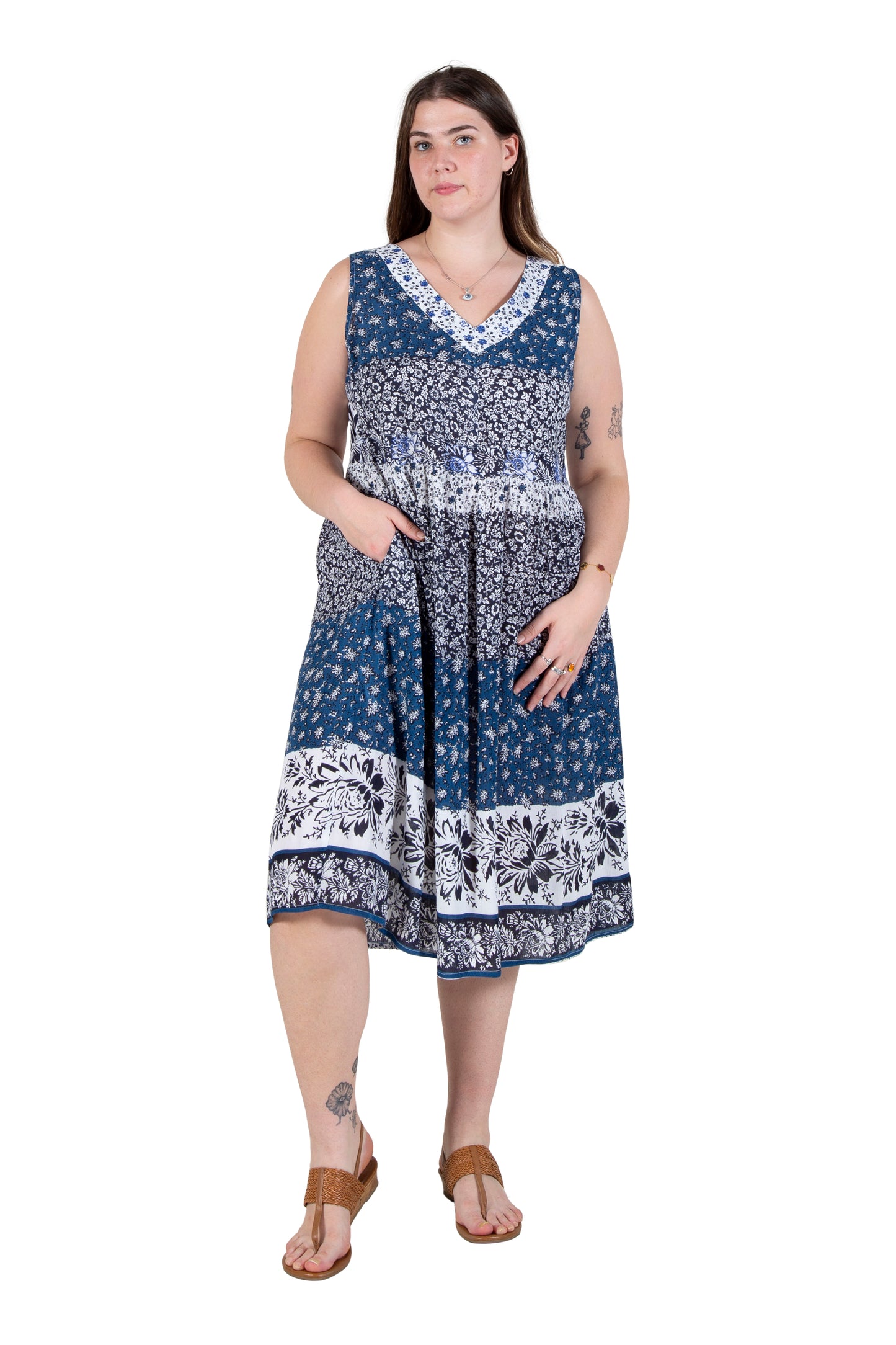 La Cera Plus Size Tiered Print Sundress - La Cera