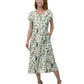 La Cera Button Front Rayon Print Dress - La Cera