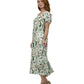 La Cera Button Front Rayon Print Dress - La Cera
