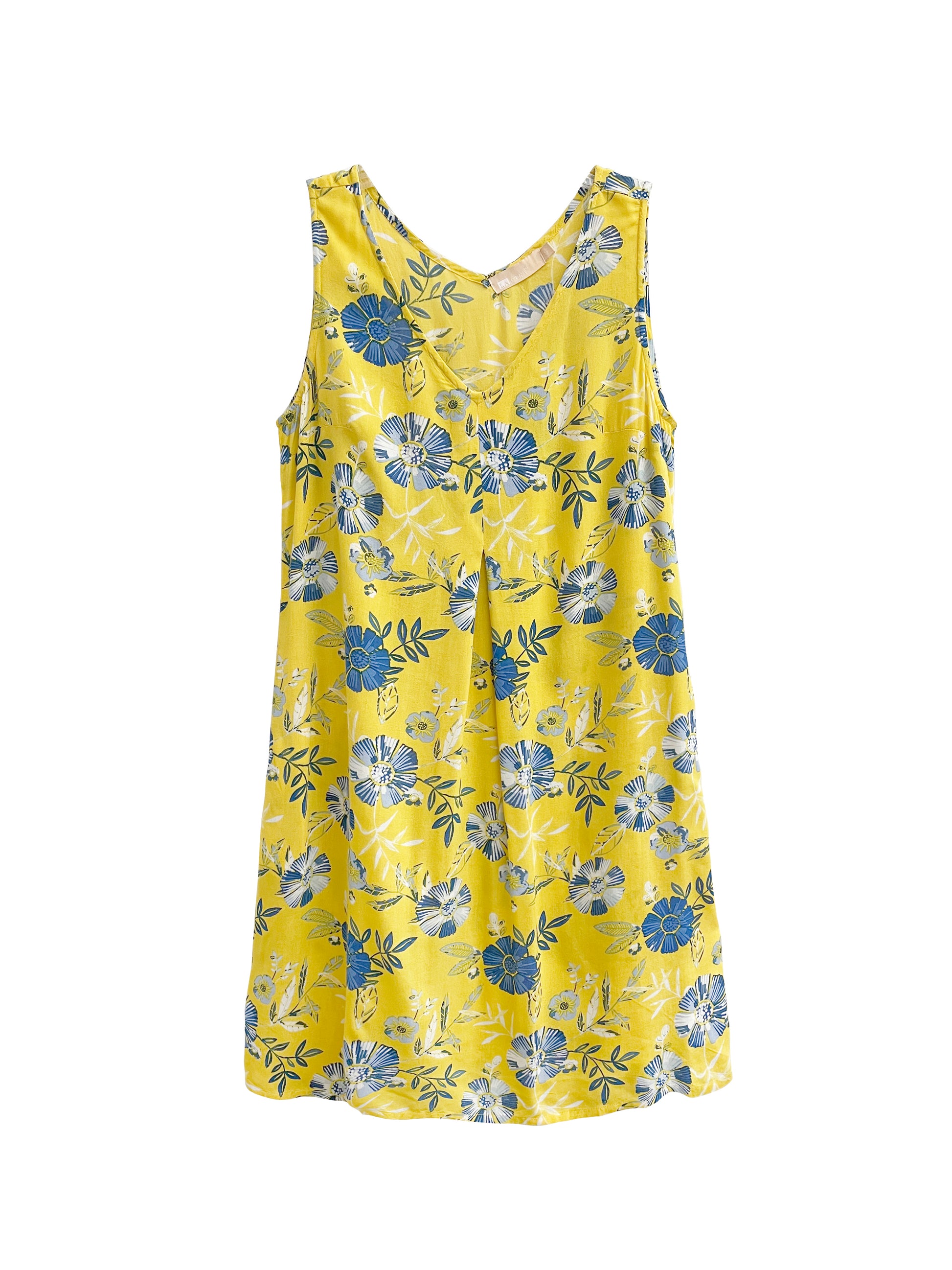 La Cera Cornflower Floral Sleeveless Sundress - La Cera