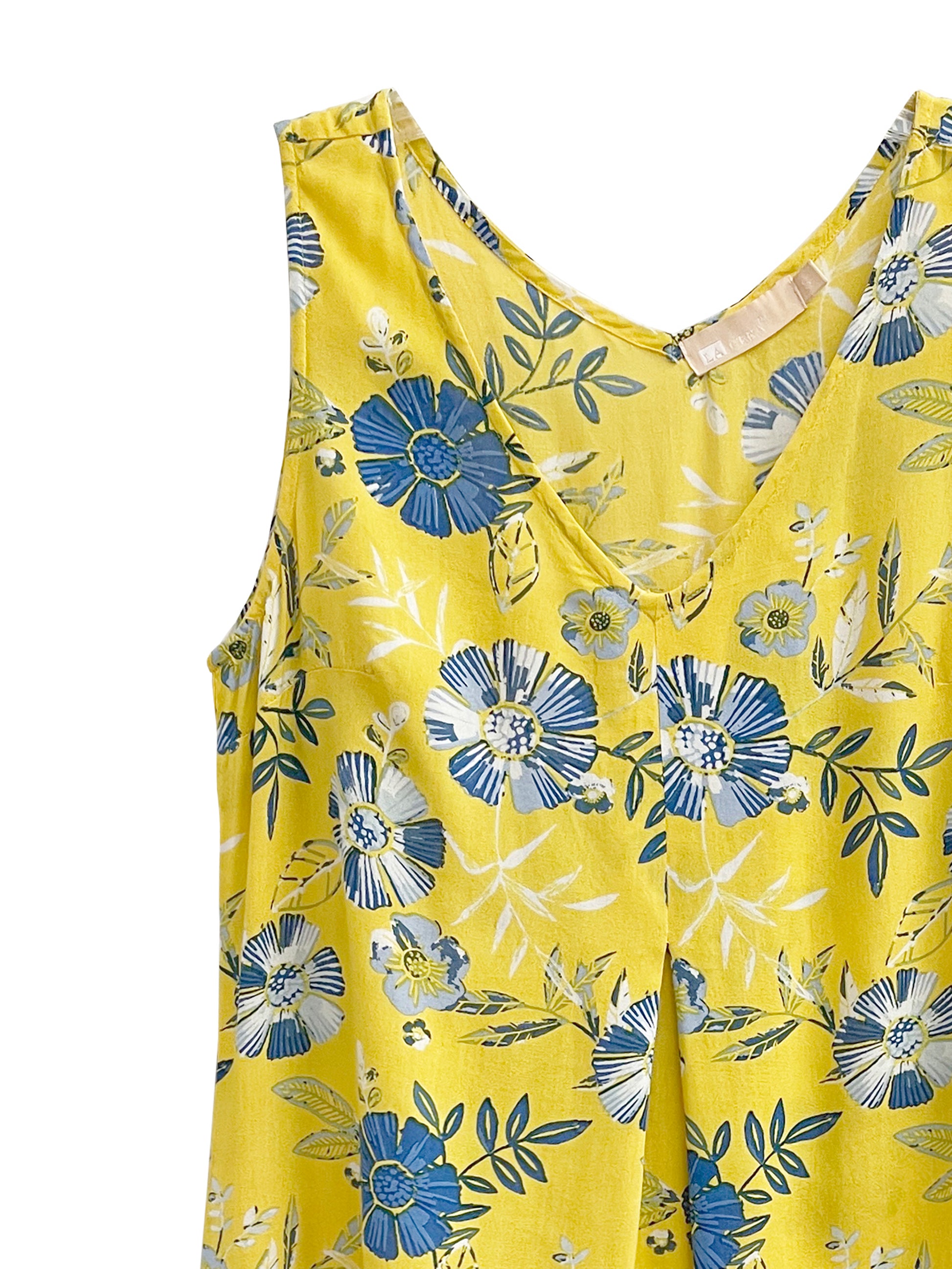La Cera Cornflower Floral Sleeveless Sundress - La Cera