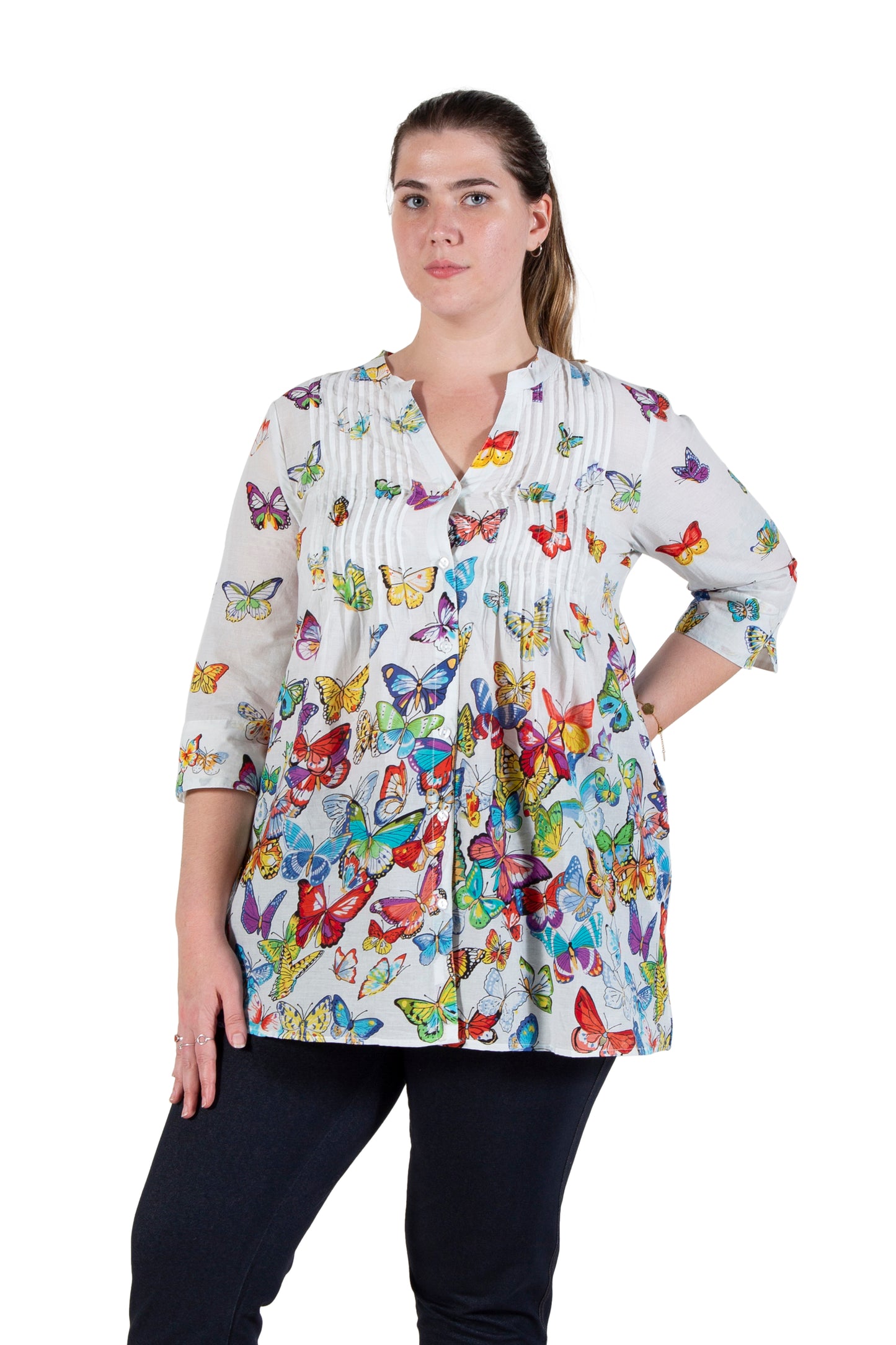 La Cera Plus Size Butterfly Garden Tunic - La Cera