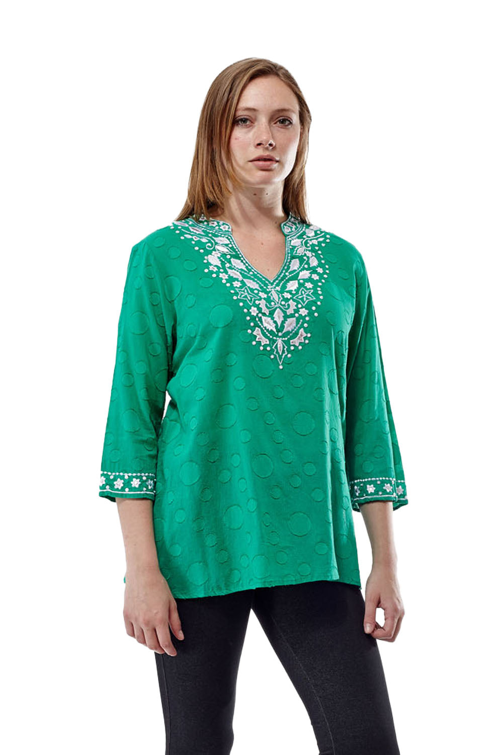 La Cera Embroidered and Beaded Jacquard Cotton Tunic - La Cera