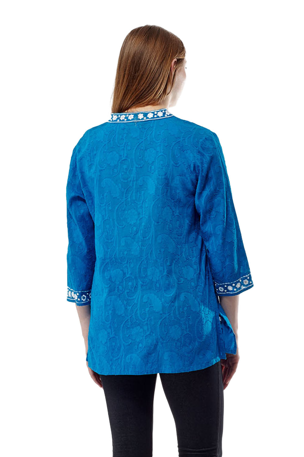 La Cera Embroidered and Beaded Jacquard Cotton Tunic - La Cera