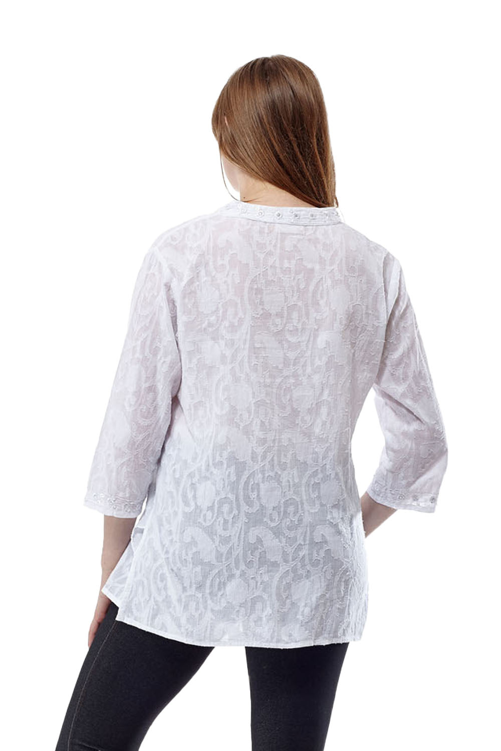La Cera Embroidered and Beaded Jacquard Cotton Tunic - La Cera