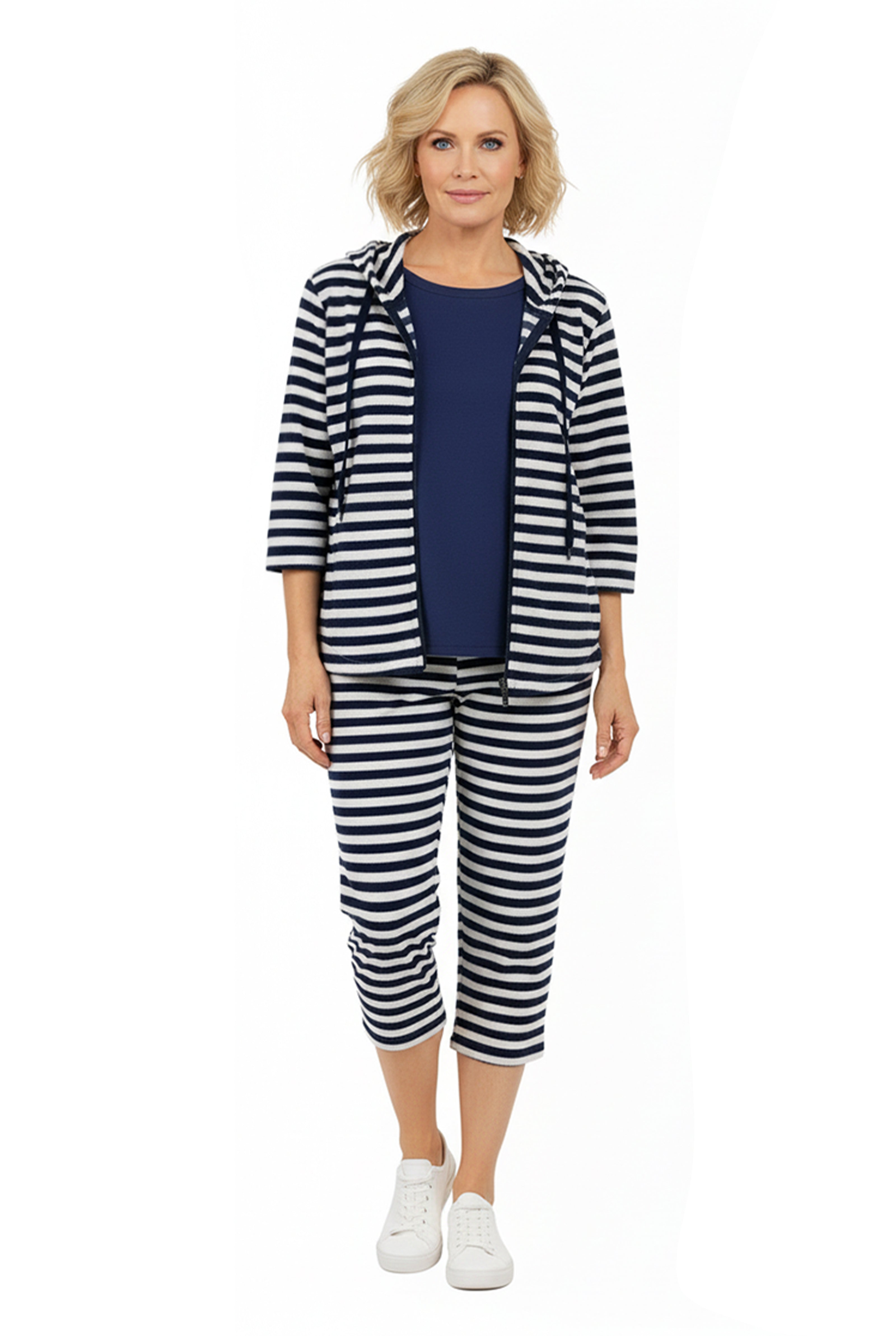 La Cera Terry Capri Hoodie PJ Set - La Cera