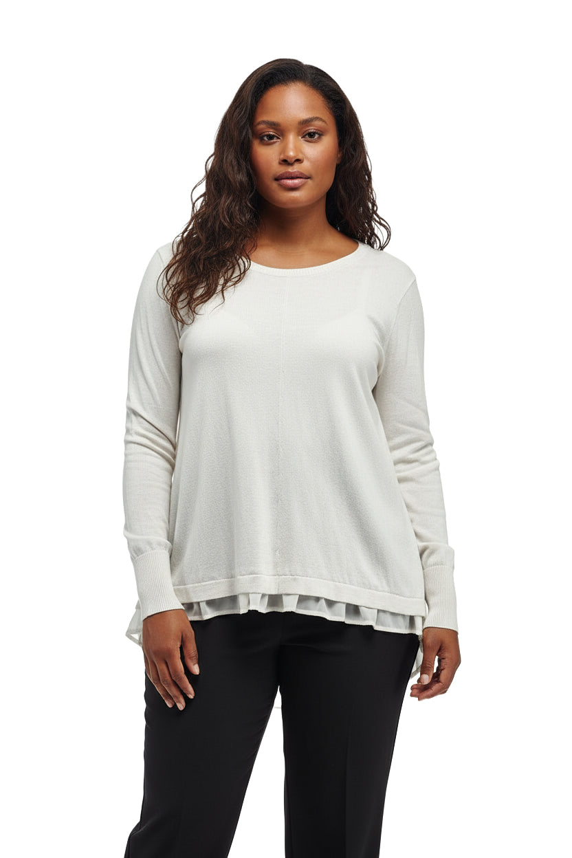 Top tipo suéter con cuello redondo y espalda de georgette La Cera talla grande