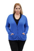 La Cera Long Sleeve Cardigan with Pockets - Plus Size - La Cera