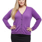 La Cera Long Sleeve Cardigan with Pockets - Plus Size - La Cera