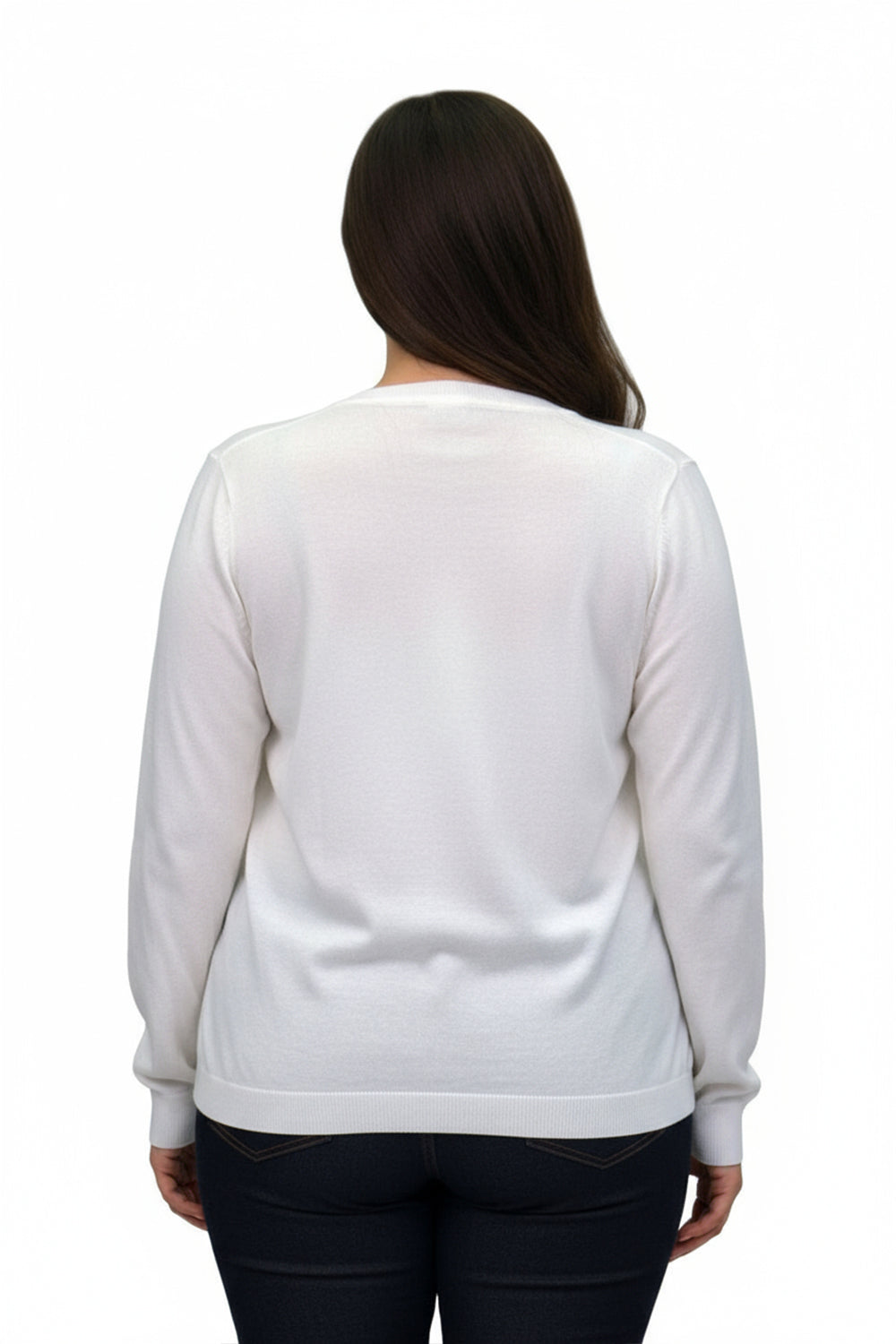 La Cera Long Sleeve Cardigan with Pockets - Plus Size - La Cera