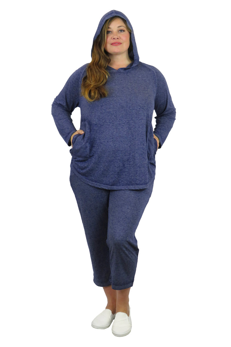 Top de punto con capucha, suave y flexible, de talla grande