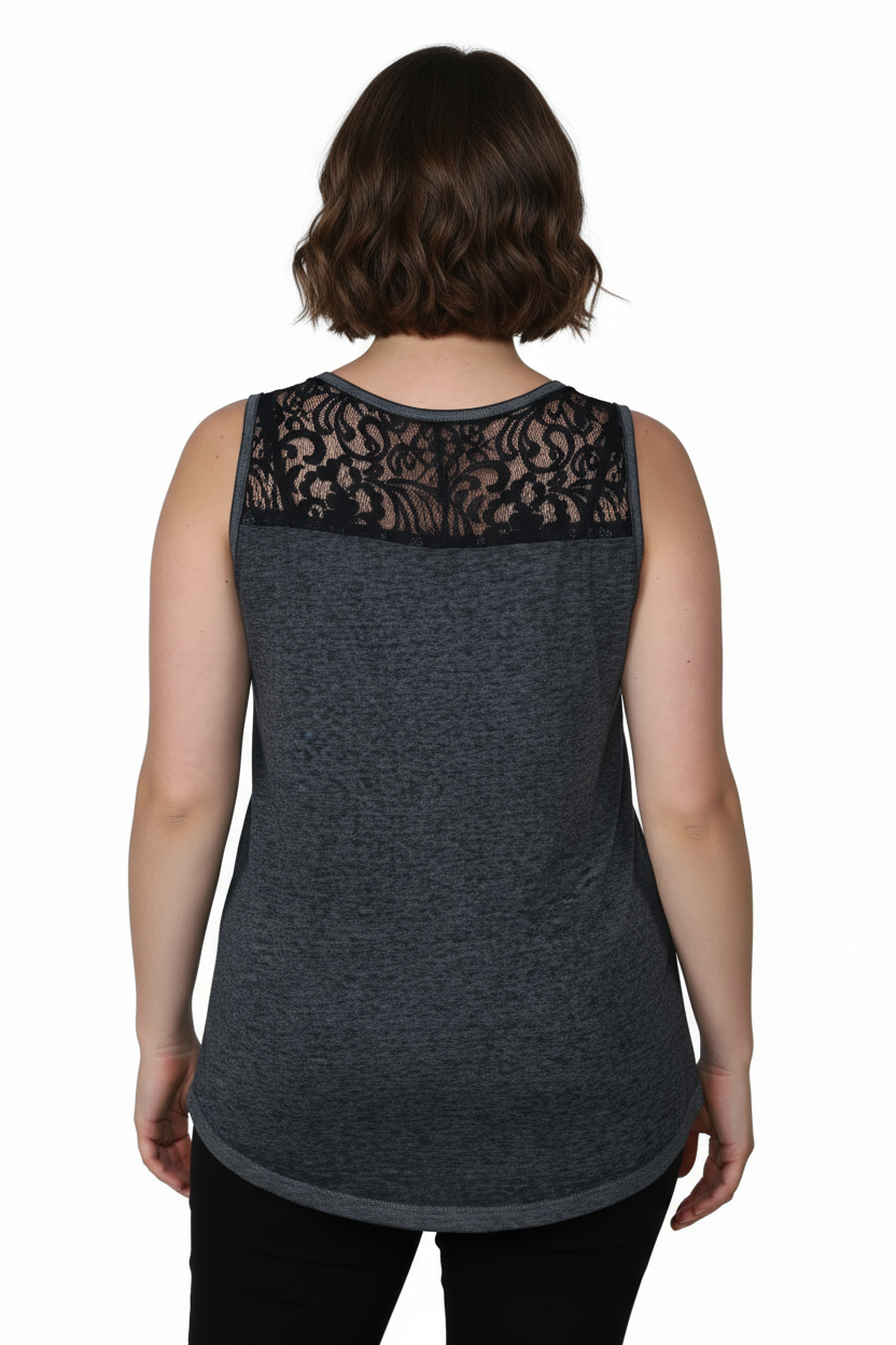 Top de punto sin mangas suave y flexible de talla grande