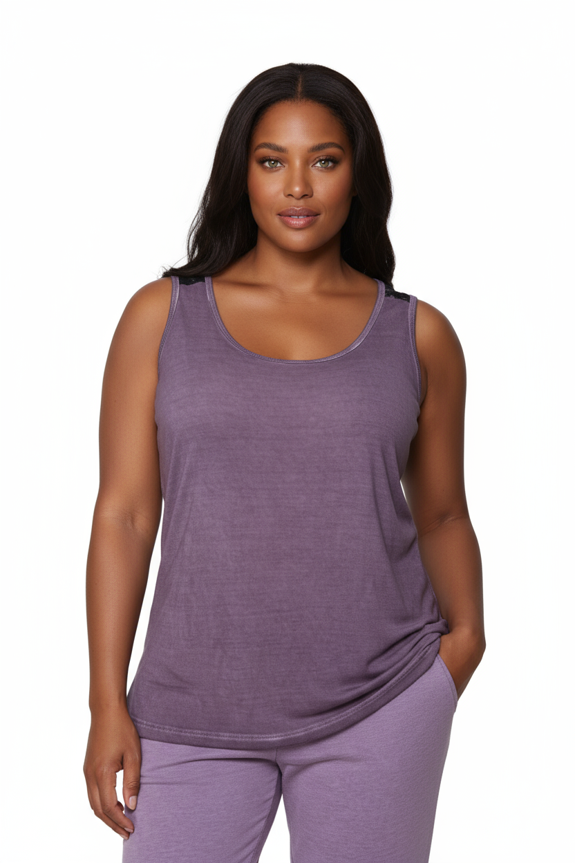 Top de punto sin mangas suave y flexible de talla grande