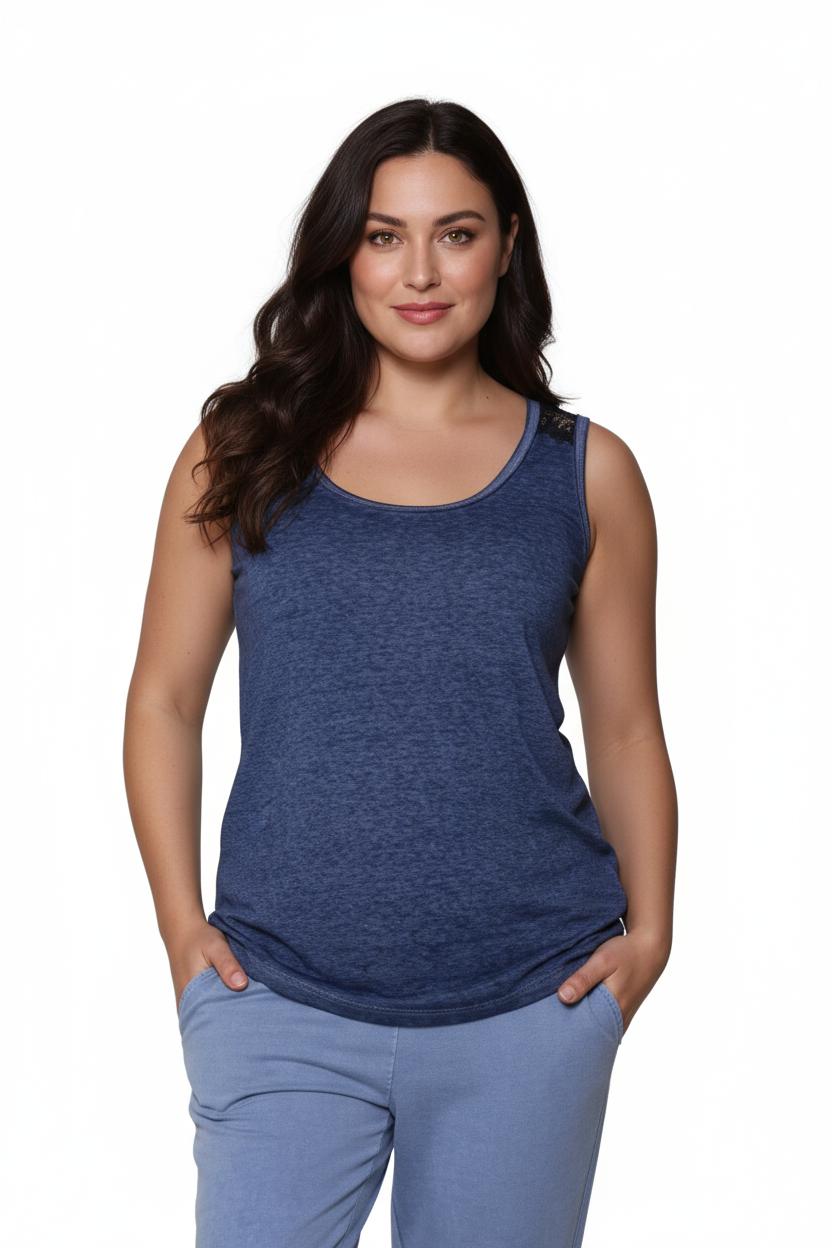 Top de punto sin mangas suave y flexible de talla grande